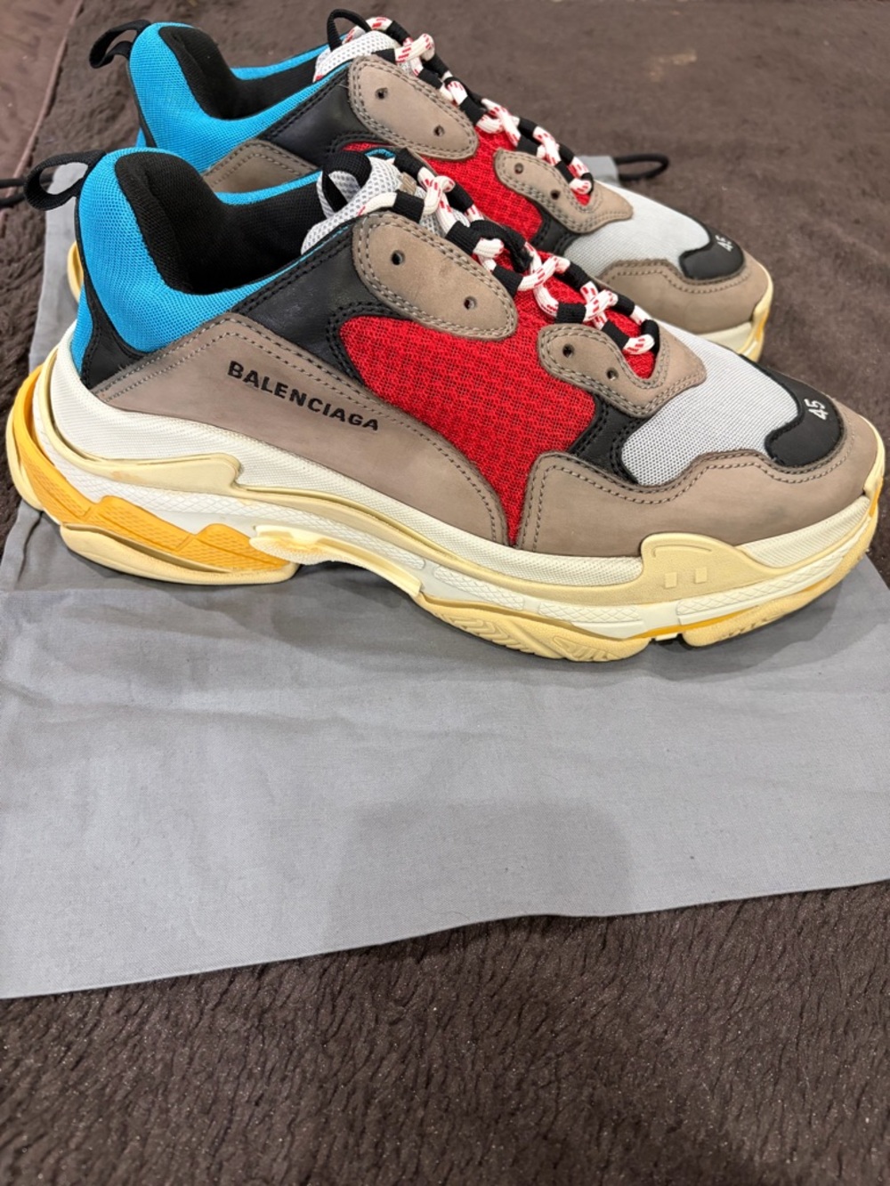 Balenciaga Chunky Triple S Sneakers in Red, Beige, Gray & Black - Picture 8 of 11